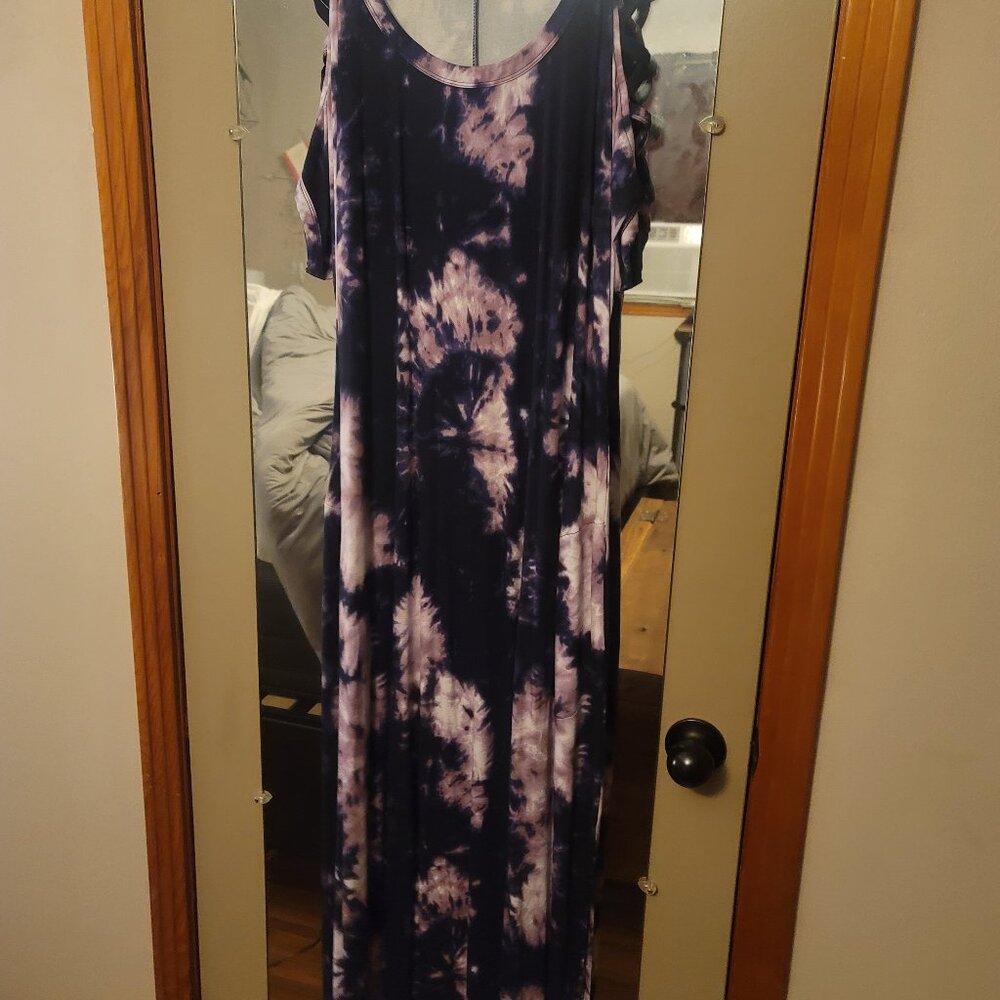 Cato Purple Tie Dye Maxi Dress NWOT